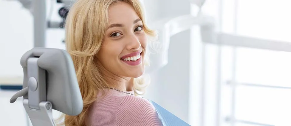 Woman in dental chair