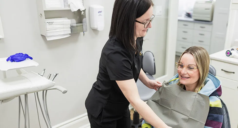Woman in dental chair